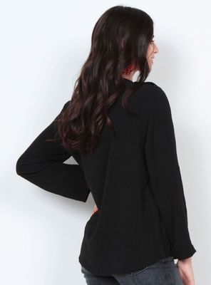 Imagen 2 del producto Blusa Manga Larga Sólida Cuello Mao y Bolsillos