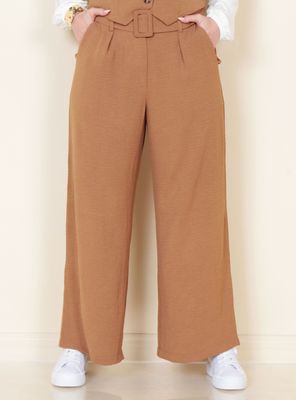 Pantalón Wide Leg Tiro Alto Pretina Básica