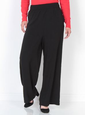 Pantalón Wide Leg Tiro Alto Sólido Pretina Elasticada