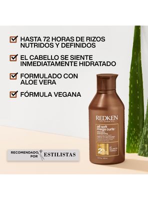 Imagen 2 del producto Set Nutrición Cabello Rizado Seco All Soft Mega Curls Shampoo Sin Sulfatos 300ml + Acondicionador 300ml Redken