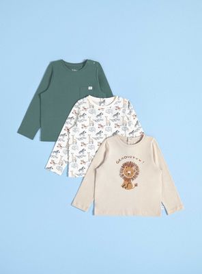 Polera Tripack con Estampado Combinado