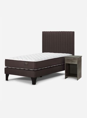 Cama Europea Ergo T New 1 Plaza + Set de Muebles Lucio Chocolate
