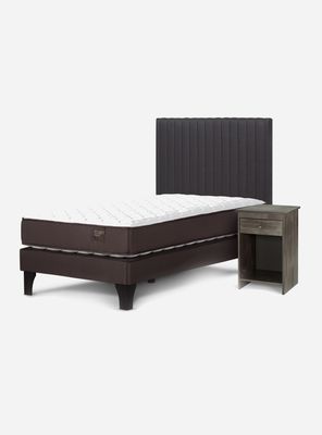 Cama Europea Ergo T New 1 Plaza + Set de Muebles Lucio Grafito