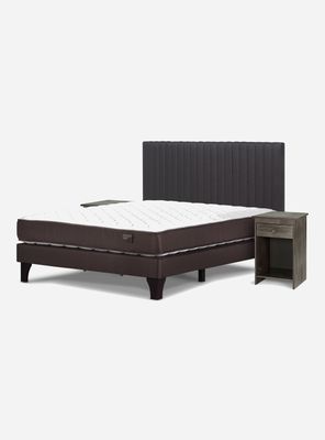 Cama Europea Ergo T New 2 Plazas + Set de Muebles Lucio Grafito
