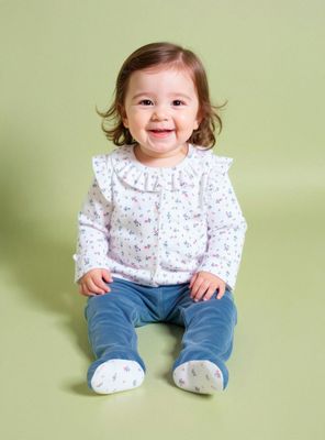 Conjunto con Parte de Arriba Estampada y Pantalón Liso