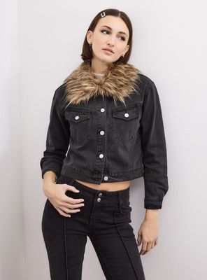 Imagen 1 del producto Chaqueta Denim Cuello Piel Sintética