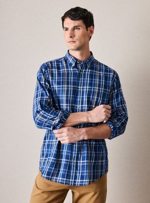 Camisa Poplin Cuadro Grande Corte Regular