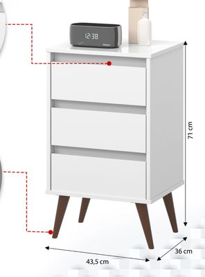 Imagen 2 del producto Velador Wood 3 Cajones Blanco