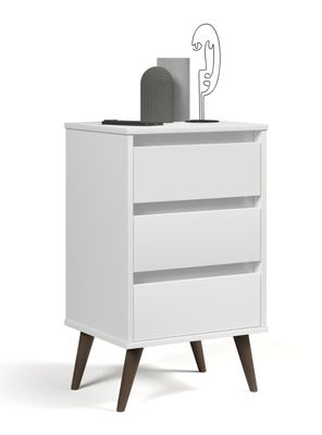 Velador Wood 3 Cajones Blanco