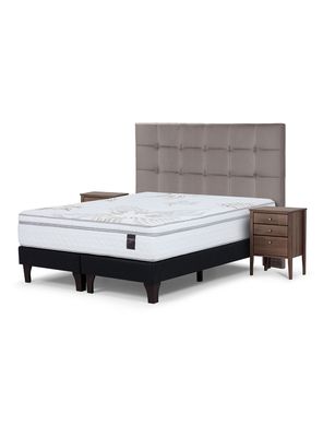 Set Cama Europea Art 4 2 Plazas Base Dividida + Set Muebles Issey