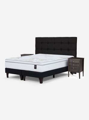 Cama Europea Art 4 King Base Dividida + Set Muebles Issey Grafito