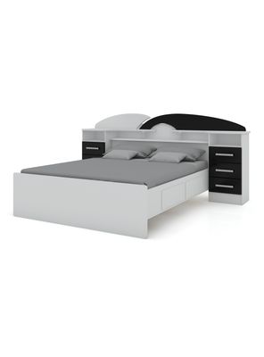 Imagen 1 del producto Cama Premium 2 Plazas + 2 Veladores Blanco/Negro