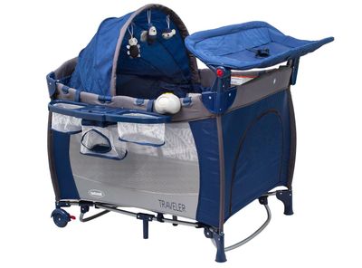 Cuna Corral Con Mudador Pack & Play Traveler Azul Bebesit
