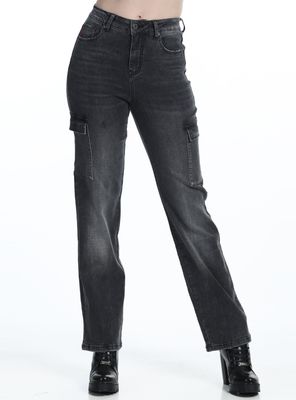 Jeans Cargo Washed Black