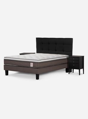 Cama Europea New Style 6 2 Plazas + Set de Muebles Issey Grafito