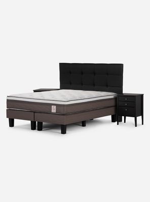 Cama Europea New Style 6 King + Set de Muebles Issey Grafito