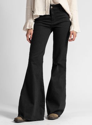 Jeans Flare Tiro Medio Nora Negro