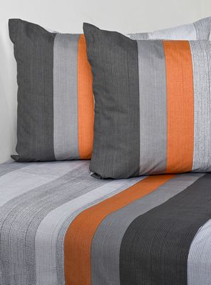 Sábanas  2 Plazas 144 Hilos Franjas Gris