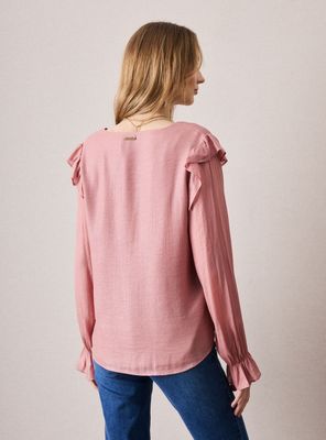 Imagen 2 del producto Blusa con Vuelos y Acabado Metalizado en Tela