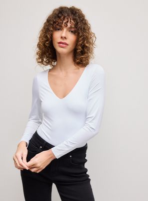 Polera Body Manga Larga Escote V