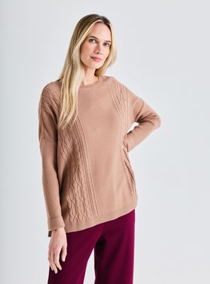 Sweater Trenzado Tipo Poncho con Botones en Costado