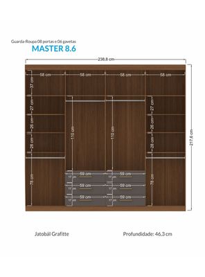 Imagen 2 del producto Clóset Master 8 Puertas 6 Cajones Jatoba/Grafito