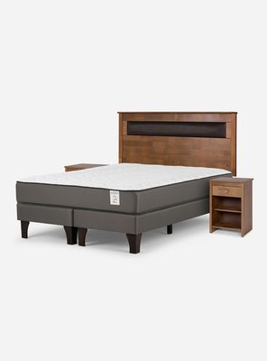 Cama Europea New Style 2 Plus 2 Plazas Base Dividida + Set Muebles Ferrara