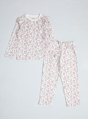 Pijama Largo con Vuelos Estampado Flores