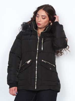 Parka Manga Larga con Capucha Bolsillos y Tapetas