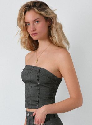Top Strapless Tachas Gray