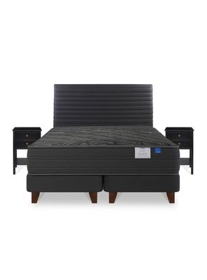 Imagen 2 del producto Cama Europea Black 2 Plazas 150 x 200 cm + Respaldo Modern Gráfito + Velador Rover