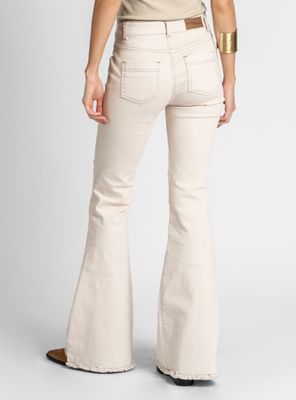 Imagen 2 del producto Jeans Flare Tiro Medio Nora Bordado Crudo