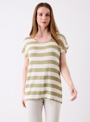 Polera Rayada Holgada Cuello Redondo