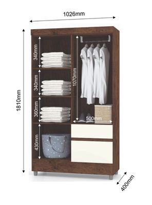 Imagen 2 del producto Clóset Ideal 4 Puertas 2 Cajones Champagne