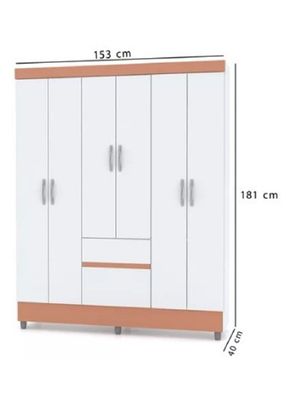 Imagen 2 del producto Clóset Ideal 6 Puertas 2 Cajones Blanco Rosa