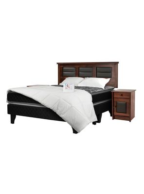 Cama Europea Terapeutic 2 Plazas Base Dividida + Set Muebles Villarreal + Textil