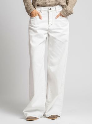 Jeans Wide Leg Tiro Alto Josefa Blanco