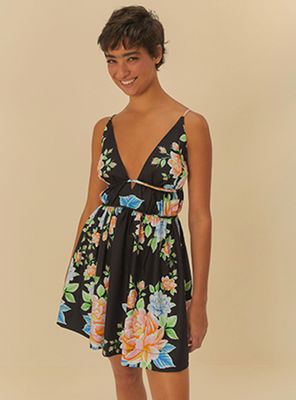 Vestido Floral Corto con Escote V