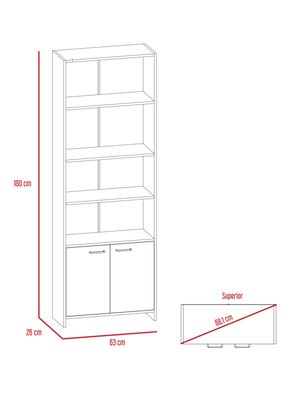 Imagen 2 del producto Biblioteca Eco 5 Niveles 2 Puertas Blanco