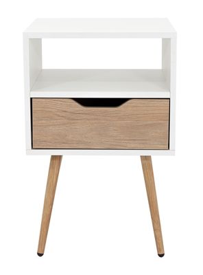 Velador Otom 1 Cajón Blanco Rovere