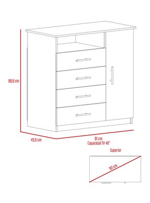Imagen 2 del producto Cómoda Perú 4 Cajones 1 Puerta Bardolino
