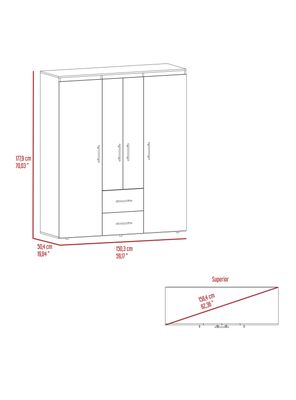Imagen 2 del producto Clóset Bariloche 4 Puertas 2 Cajones Fresno