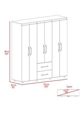 Imagen 2 del producto Clóset Golden 6 Puertas 2 Cajones Wengue