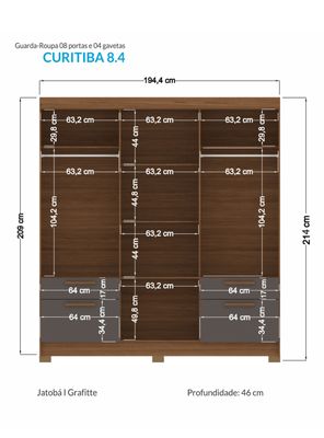 Imagen 2 del producto Clóset Curitiba 8 Puertas 4 Cajones