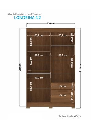 Imagen 2 del producto Clóset Londrina 4 Puertas 2 Cajones