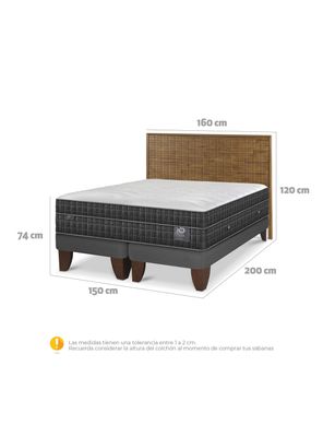 Imagen 2 del producto Cama Europea Lux 2 Plazas Base Dividida + Respaldo Adria