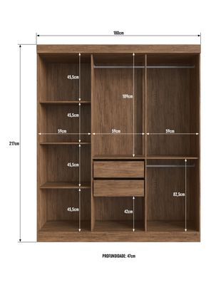 Imagen 2 del producto Clóset New York 6 Puertas 2 Cajones Castaño Beige