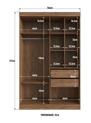 Imagen 2 del producto Clóset Orlando 4 Puertas 2 Cajones Castaño Negro