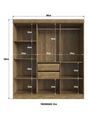 Imagen 2 del producto Clóset New Xangai 6 Puertas 2 Cajones Nuez Beige