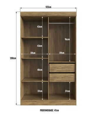 Imagen 2 del producto Clóset New Recife 4 Puertas 2 Cajones Nuez Beige